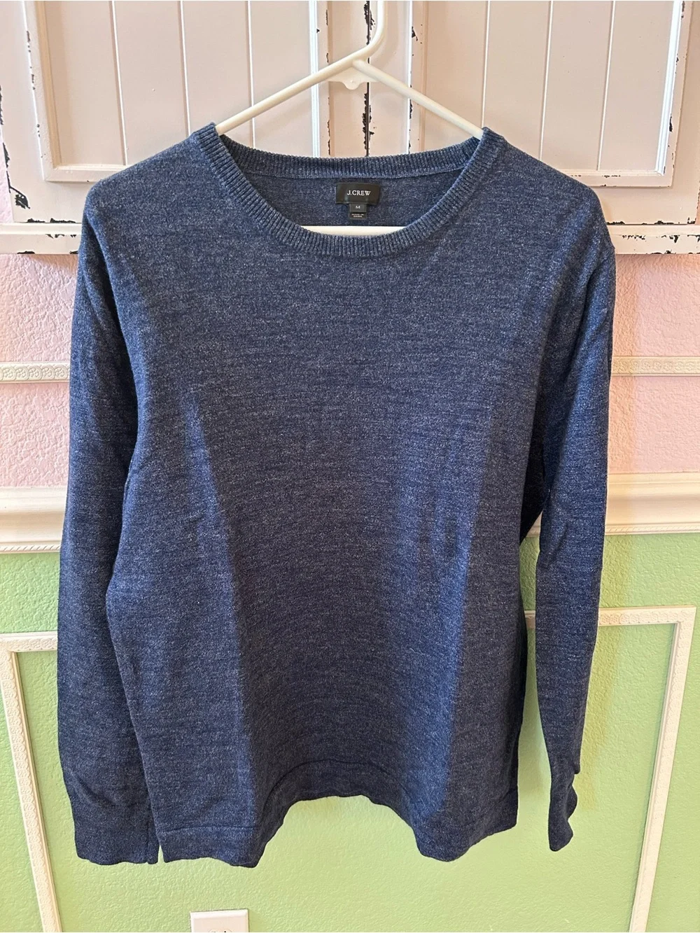 J. Crew Heathered Navy Crewneck Sweater Medium Men’s
